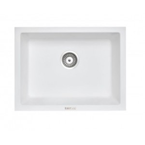 Carysil White Single Big Bowl Granite Kitchen/Laundry Sink Top/Flush/Under Mount 610 x 457 x 205mm